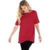Woman Within Plus Size Perfect Cuffed Elbow-Sleeve Boat-Neck Tee(Classic Red)