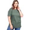 Woman Within Plus Size Perfect Cuffed Elbow-Sleeve Boat-Neck Tee(Pine)