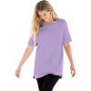 Woman Within Plus Size Perfect Cuffed Elbow-Sleeve Boat-Neck Tee(Soft Iris)