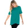 Woman Within Plus Size Perfect Cuffed Elbow-Sleeve Boat-Neck Tee(Waterfall)