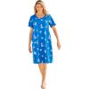 Woman Within Plus Size Perfect Short-Sleeve Crewneck Tee Dress(Bright Cobalt Flip Flops)