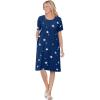 Woman Within Plus Size Perfect Short-Sleeve Crewneck Tee Dress(Evening Blue Stars)