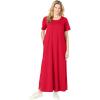 Woman Within Plus Size Perfect Short-Sleeve Scoopneck Maxi Tee Dress(Vivid Red)