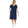 Woman Within Plus Size Perfect Short-Sleeve V-Neck Tee Dress(Navy)