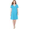 Woman Within Plus Size Perfect Short-Sleeve V-Neck Tee Dress(Paradise Blue)