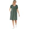 Woman Within Plus Size Perfect Short-Sleeve V-Neck Tee Dress(Pine)