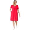Woman Within Plus Size Perfect Short-Sleeve V-Neck Tee Dress(Vivid Red)