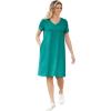 Woman Within Plus Size Perfect Short-Sleeve V-Neck Tee Dress(Waterfall)