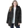 Woman Within Plus Size Short Hooded Berber Fleece Jacket(Black)