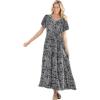 Woman Within Plus Size Short-Sleeve Crinkle Dress(Black Ikat)