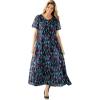 Woman Within Plus Size Short-Sleeve Crinkle Dress(Black Multi Ikat)