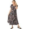 Woman Within Plus Size Short-Sleeve Crinkle Dress(Black Patch Floral)