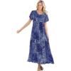 Woman Within Plus Size Short-Sleeve Crinkle Dress(Navy Patchwork)