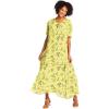Woman Within Plus Size Short-Sleeve Crinkle Dress(Primrose Yellow Leaf)