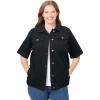 Woman Within Plus Size Short-Sleeve Denim Jacket(Black)