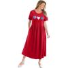 Woman Within Plus Size Short-Sleeve Scoopneck Empire Waist Dress(Classic Red Hearts)