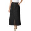 Woman Within Plus Size Stretch Denim Front-Slit Skirt(Black Denim)
