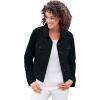 Woman Within Plus Size Stretch Denim Jacket Cropped Jean Jacket(Black)