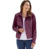 Woman Within Plus Size Stretch Denim Jacket Cropped Jean Jacket(Deep Claret)