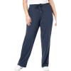 Woman Within Plus Size Tall Sport Knit Straight-Leg Pull-On Pants – 5X, Navy