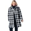 Woman Within Plus Size Wool-Blend Classic A-Line Coat(Black Plaid)