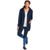 Woman Within Plus Size Zip Front Hoodie Jacket Long Oversized Fleece Jacket(Navy)