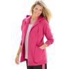 Woman Within Plus Size Zip Front Hoodie Jacket Long Oversized Fleece Jacket(Raspberry Sorbet)