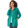 Woman Within Plus Size Zip Front Hoodie Jacket Long Oversized Fleece Jacket(Waterfall)