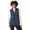 Woman Within Plus Size Zip-Front Microfleece Vest Long Fleece Vest(Blue Plaid)