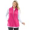 Woman Within Plus Size Zip-Front Microfleece Vest Long Fleece Vest(Raspberry Sorbet)