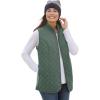 Woman Within Plus Size Zip-Front Quilted Vest Long Lightweight Gilet(Pine)