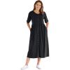 Woman Within Women’s Plus Size Button-Front Essential Dress(Black)