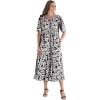 Woman Within Women’s Plus Size Button-Front Essential Dress(Black Blossom)