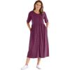 Woman Within Women’s Plus Size Button-Front Essential Dress(Deep Claret)