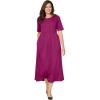 Woman Within Women’s Plus Size Button-Front Essential Dress(Raspberry)