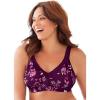 Women’s Plus Size Cotton Comfort Wireless Bra(Dark Berry Climbing Floral)