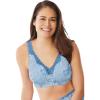 Women’s Plus Size Cotton Comfort Wireless Bra(Dusty Indigo Animal Patchwork)