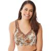 Women’s Plus Size Cotton Comfort Wireless Bra(Mocha Nude Animal)