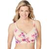 Women’s Plus Size Full-Coverage Smooth No-Wire Bra(Oatmeal Watercolor Floral)