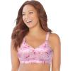 Women’s Plus Size Wireless Back Smoothing Bra(Pink Floral Bloom)