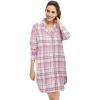 ellos Plus Size Flannel Sleep Shirt(Delicate Pink Plaid)