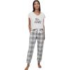 ellos Plus Size Plaid Flannel Sleep Pants(Grey White Plaid)