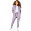 ellos Women’s Plus Size Long Zip Front Hoodie French Terry Long Oversized Lightweight Jacket(Lilac Smoke)