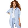 ellos Women’s Plus Size Long Zip Front Hoodie French Terry Long Oversized Lightweight Jacket(Periwinkle Mist)