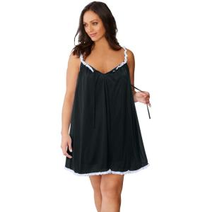 Amoureuse Plus Size Babydoll Ruffle Gown(Black)