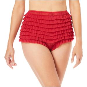 Amoureuse Plus Size Nylon Mesh Rumba Boy Short(Classic Red)
