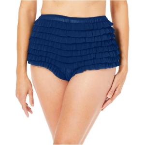 Amoureuse Plus Size Nylon Mesh Rumba Boy Short(Evening Blue)