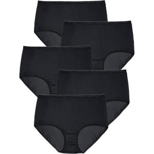 Comfort Choice Plus Size Cotton Brief 5-Pack(Black Pack)