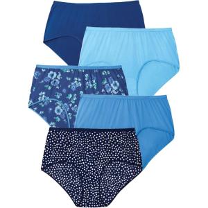 Comfort Choice Plus Size Cotton Brief 5-Pack(Evening Blue Dot Pack)