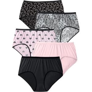 Comfort Choice Plus Size Cotton Brief 5-Pack(Love Pack)